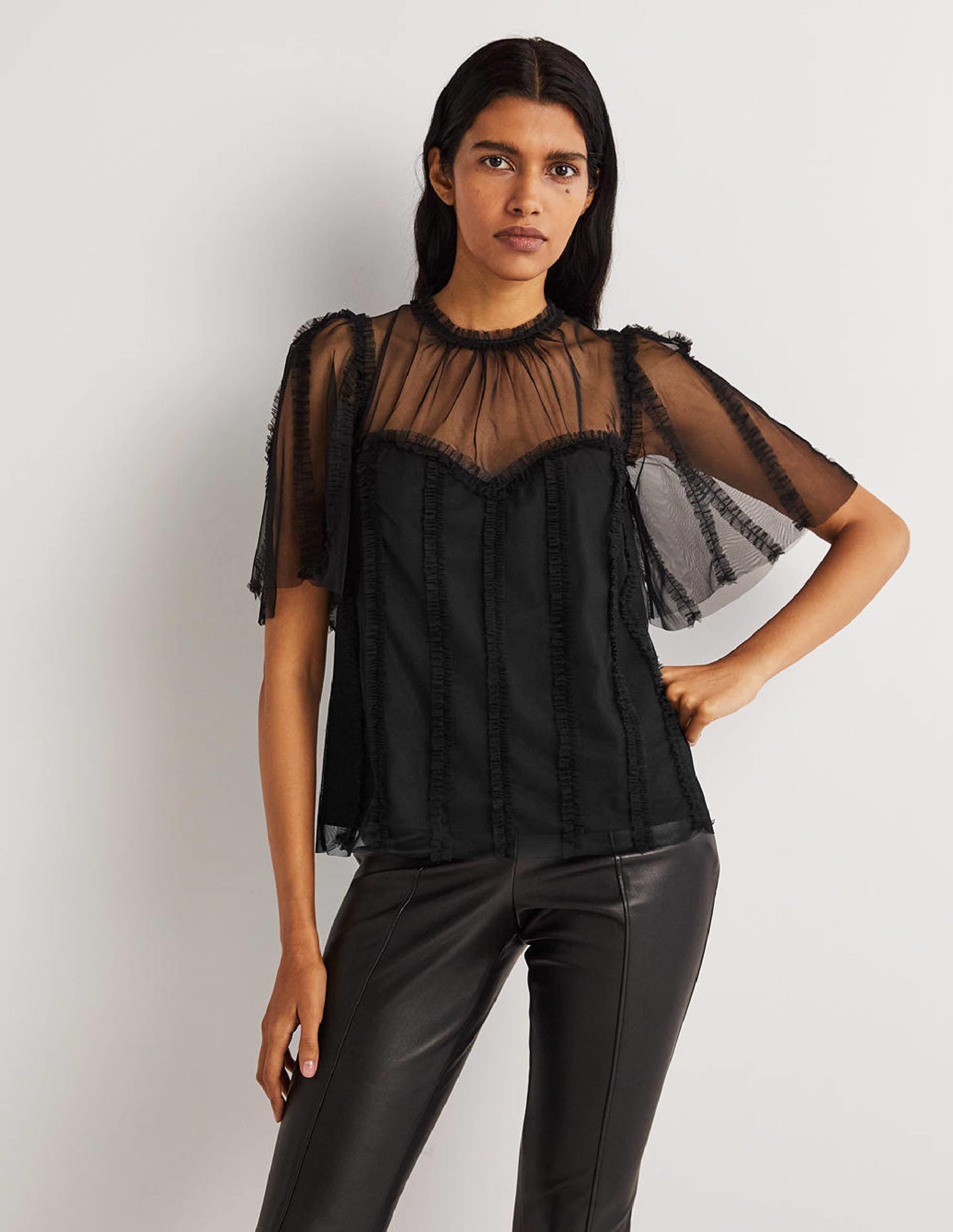 Black Sweetheart Tulle Party Top-Noir - Image 5