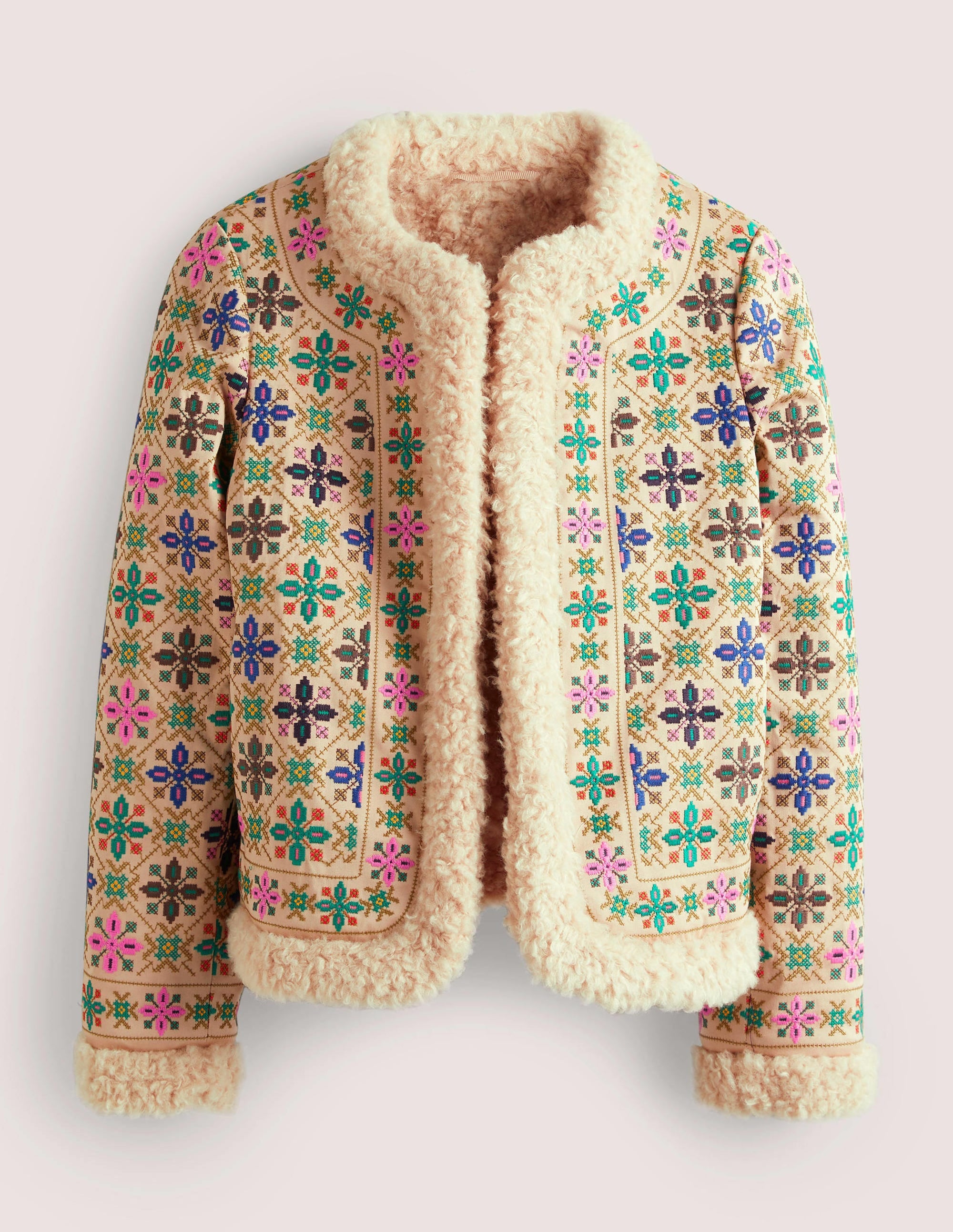 Jacke mit Lammfellimitat-Seilbraun - Image 6