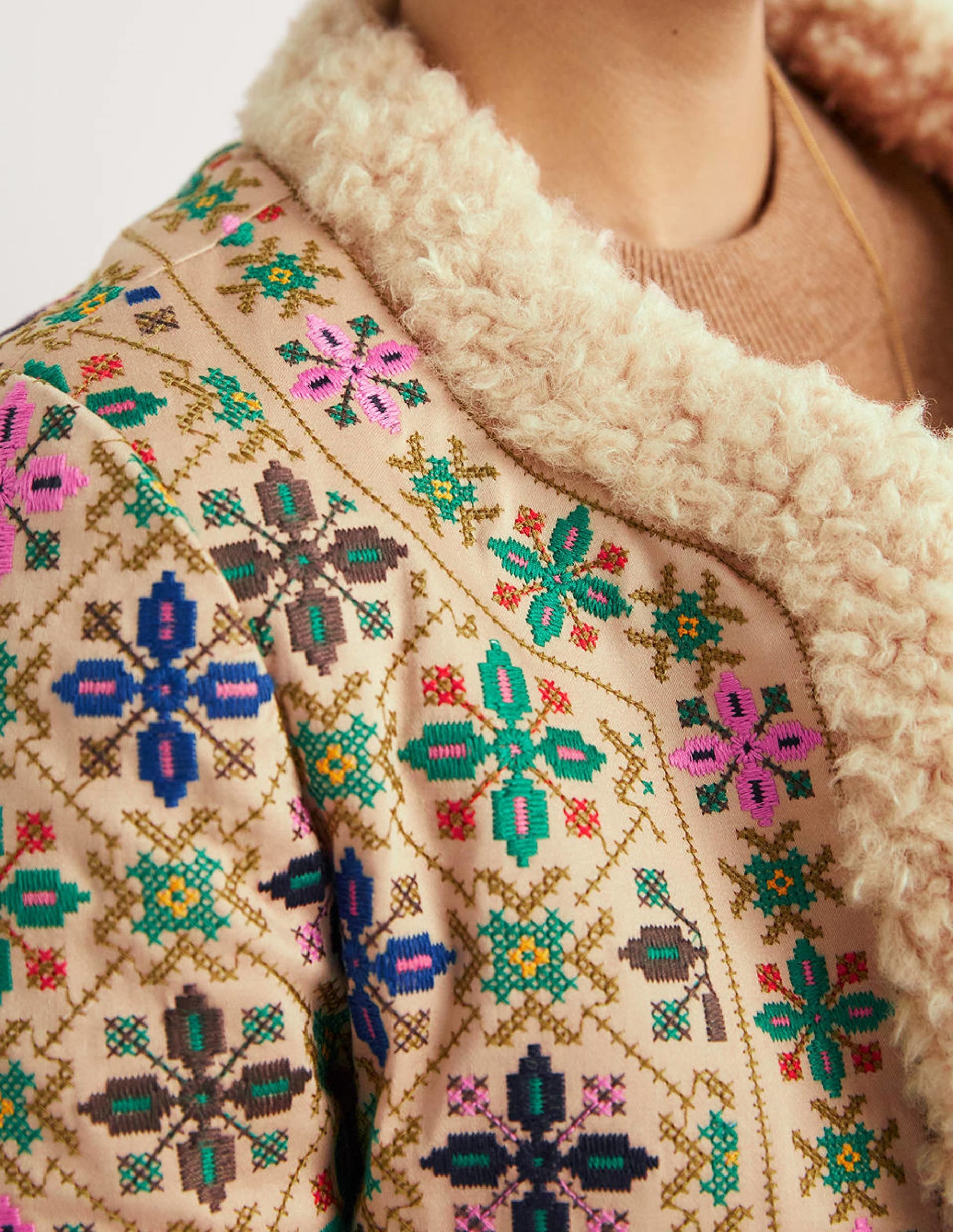 Jacke mit Lammfellimitat-Seilbraun - Image 2