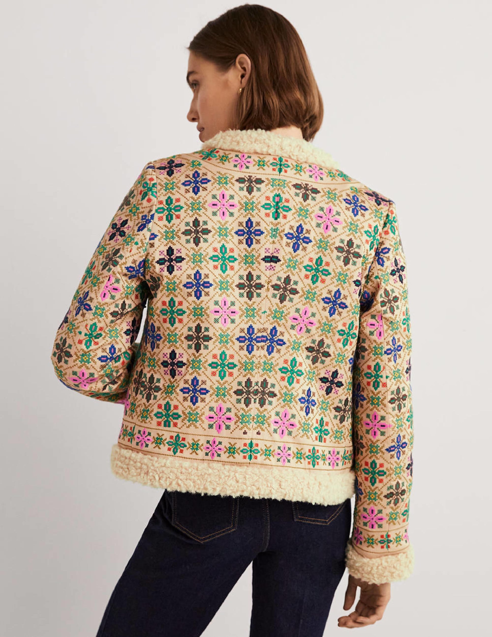 Jacke mit Lammfellimitat-Seilbraun - Image 3