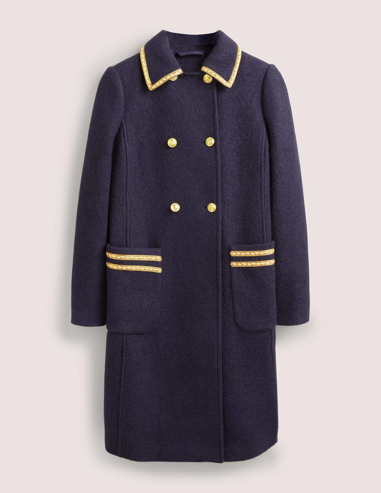 Double Breasted Military Coat-Bleu marine