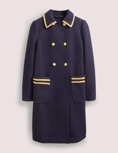 Double Breasted Military Coat-Marineblau