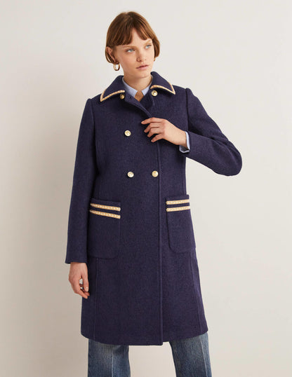 Double Breasted Military Coat-Navy