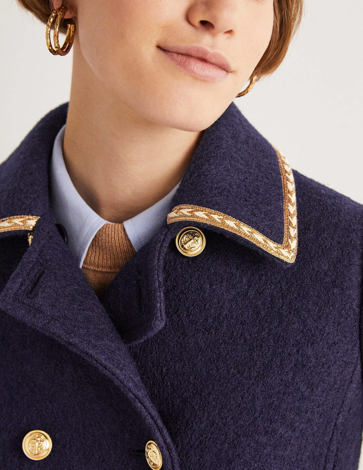 Double Breasted Military Coat-Marineblau - Image 2