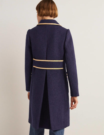 Double Breasted Military Coat-Navy