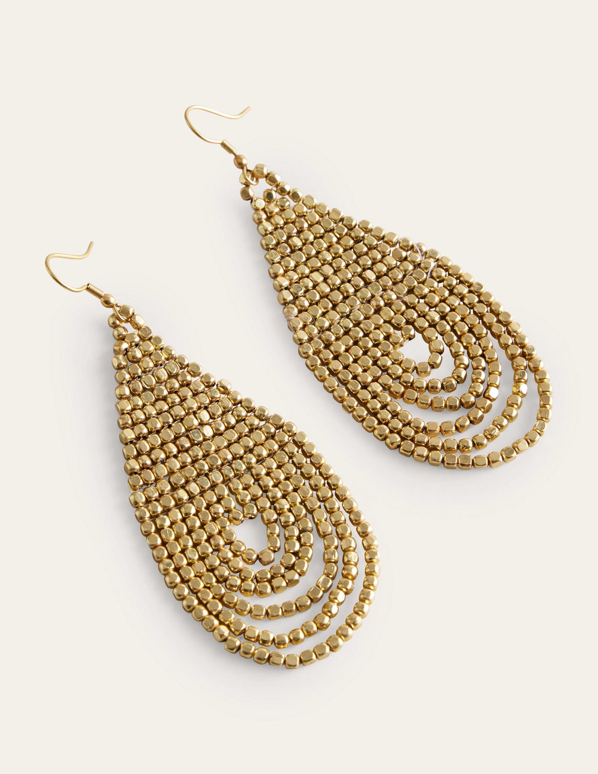 Boucles d'oreilles à rangées de perles-Doré - Image 3