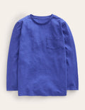 Long-sleeved Washed T-shirt-Bright Blue