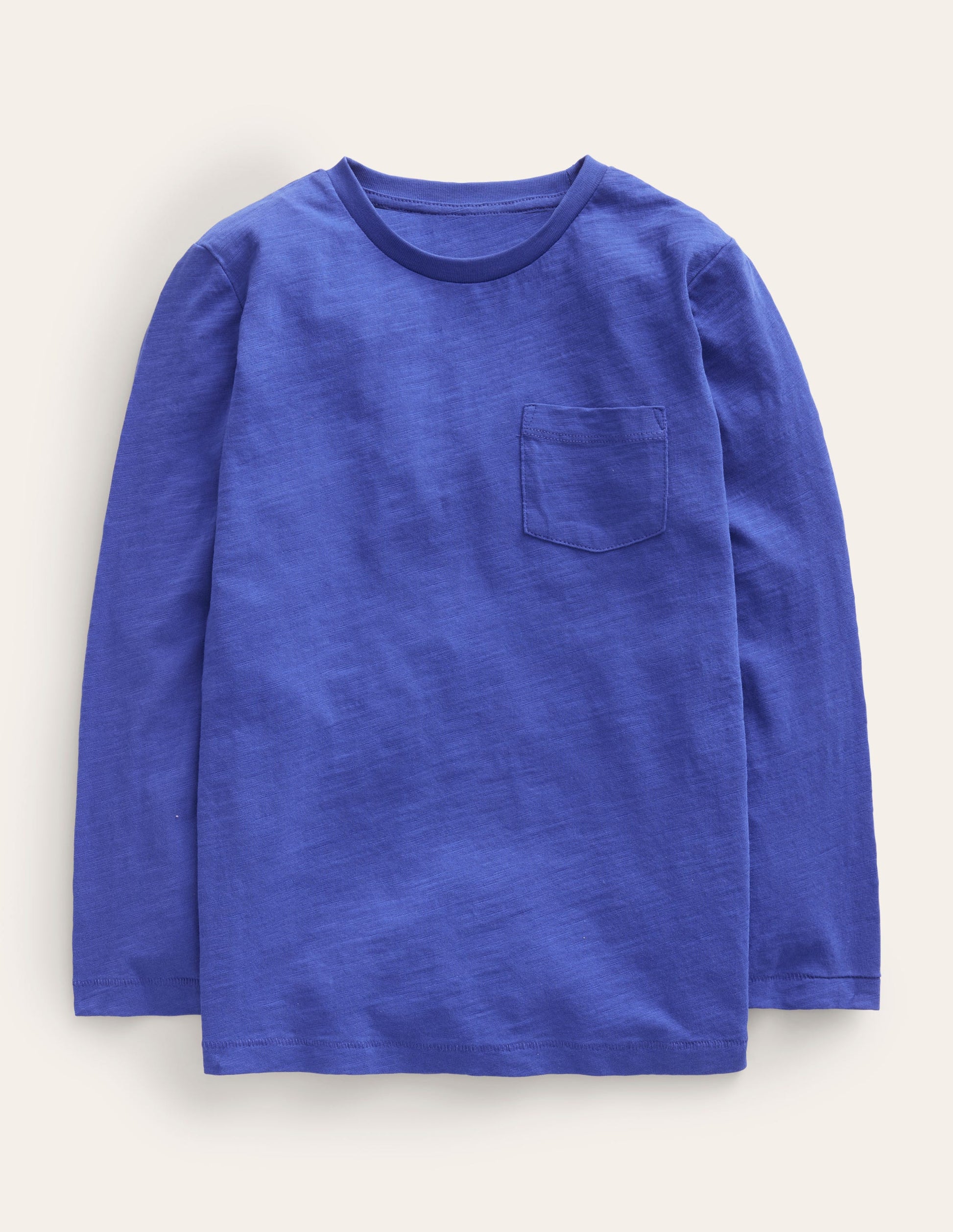 Long-sleeved Washed T-shirt-Bright Blue-1