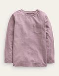 T-shirt délavé à manches longues-Lilas