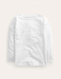 T-shirt délavé à manches longues-Blanc