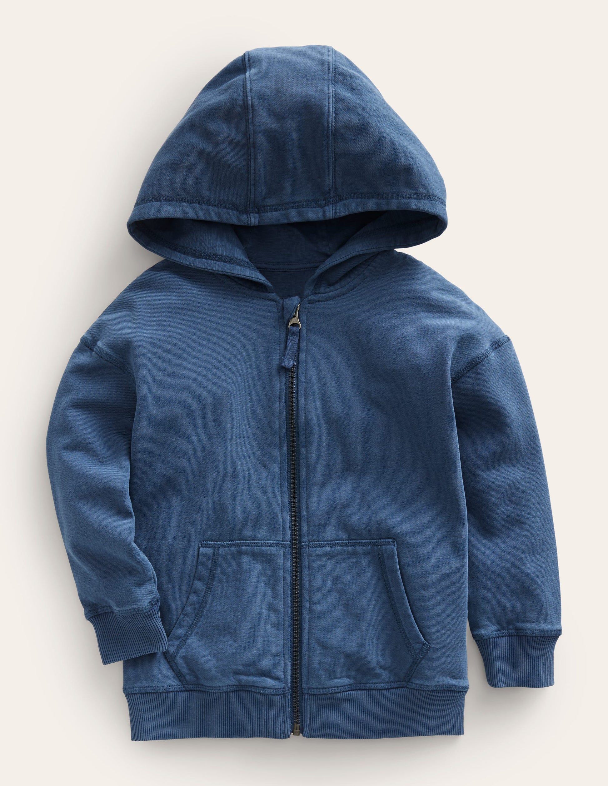 Garment Dye Zip-Though Hoodie-Robot Blue-1