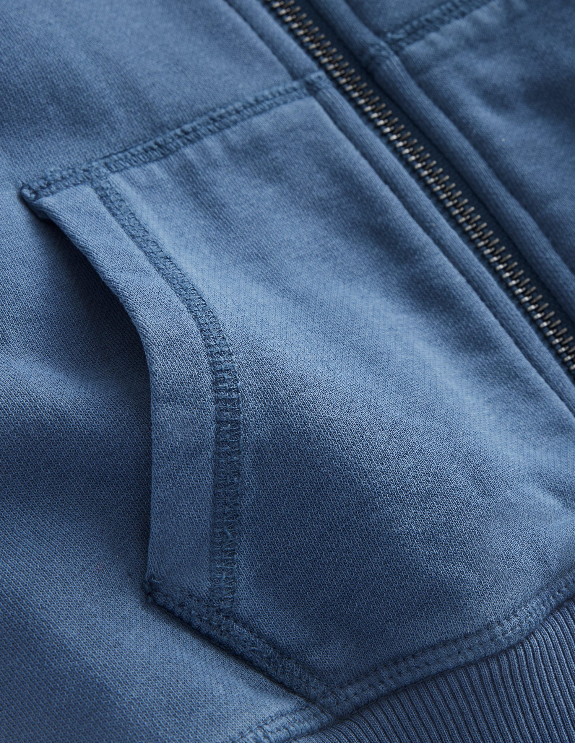 Garment Dye Zip-Though Hoodie-Robot Blue-3