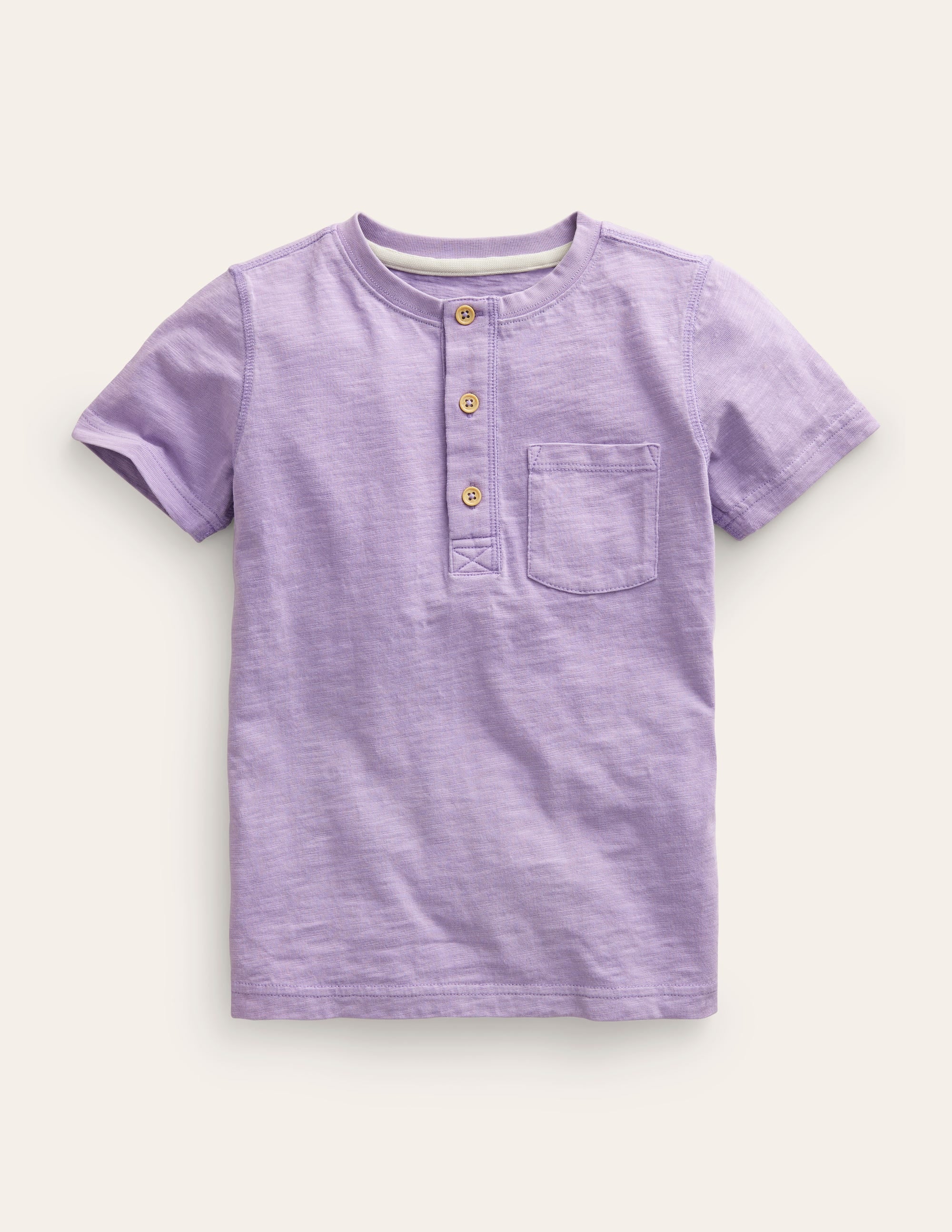 Henley T-Shirt aus gewaschener Baumwolle-Rittersporn „Misty Lavender“ - Image 1