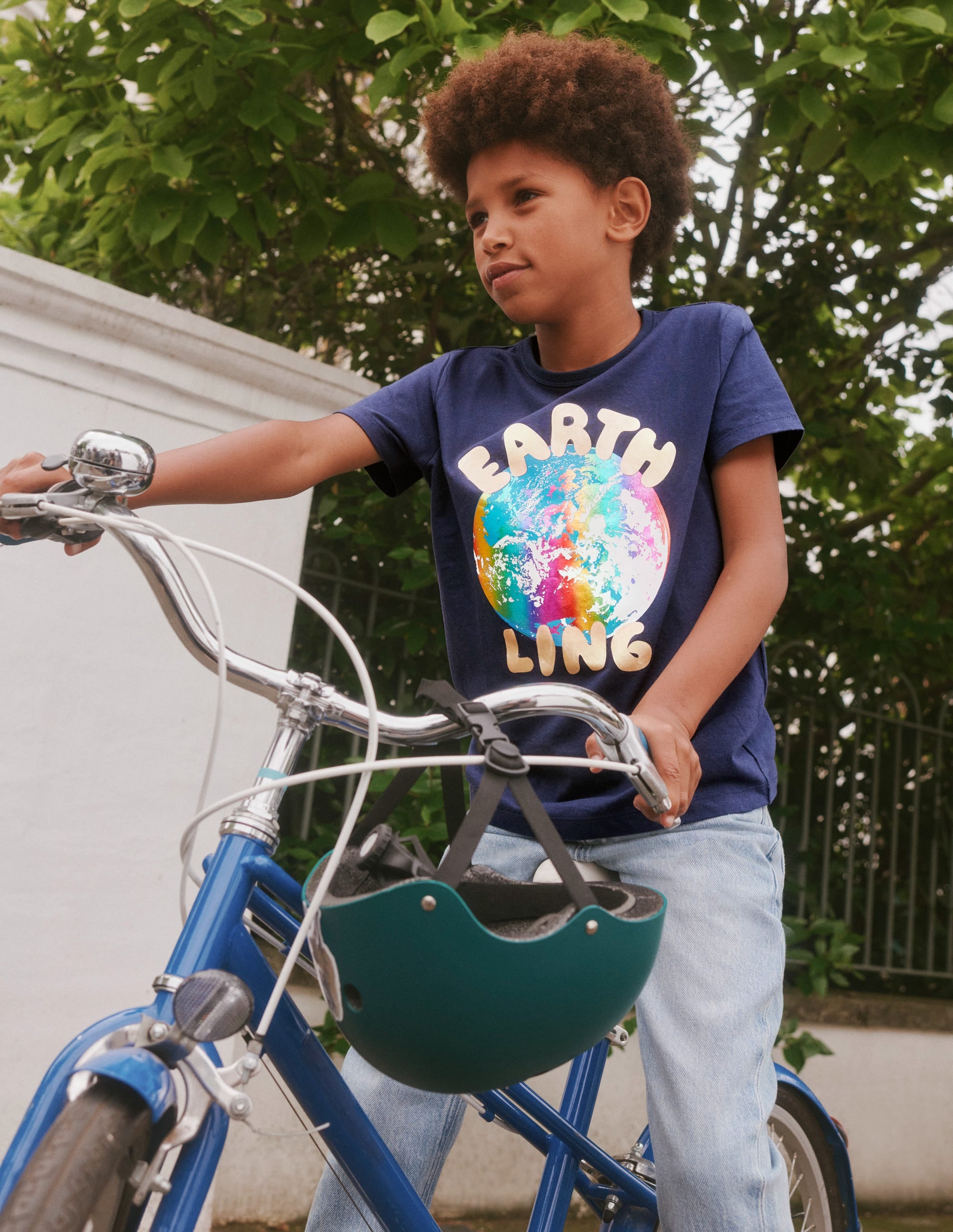 T-shirt avec logo Terre imprimé-Bleu marine vif - Image 4