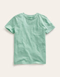 T-shirt délavé en tissu flammé-Vert opale