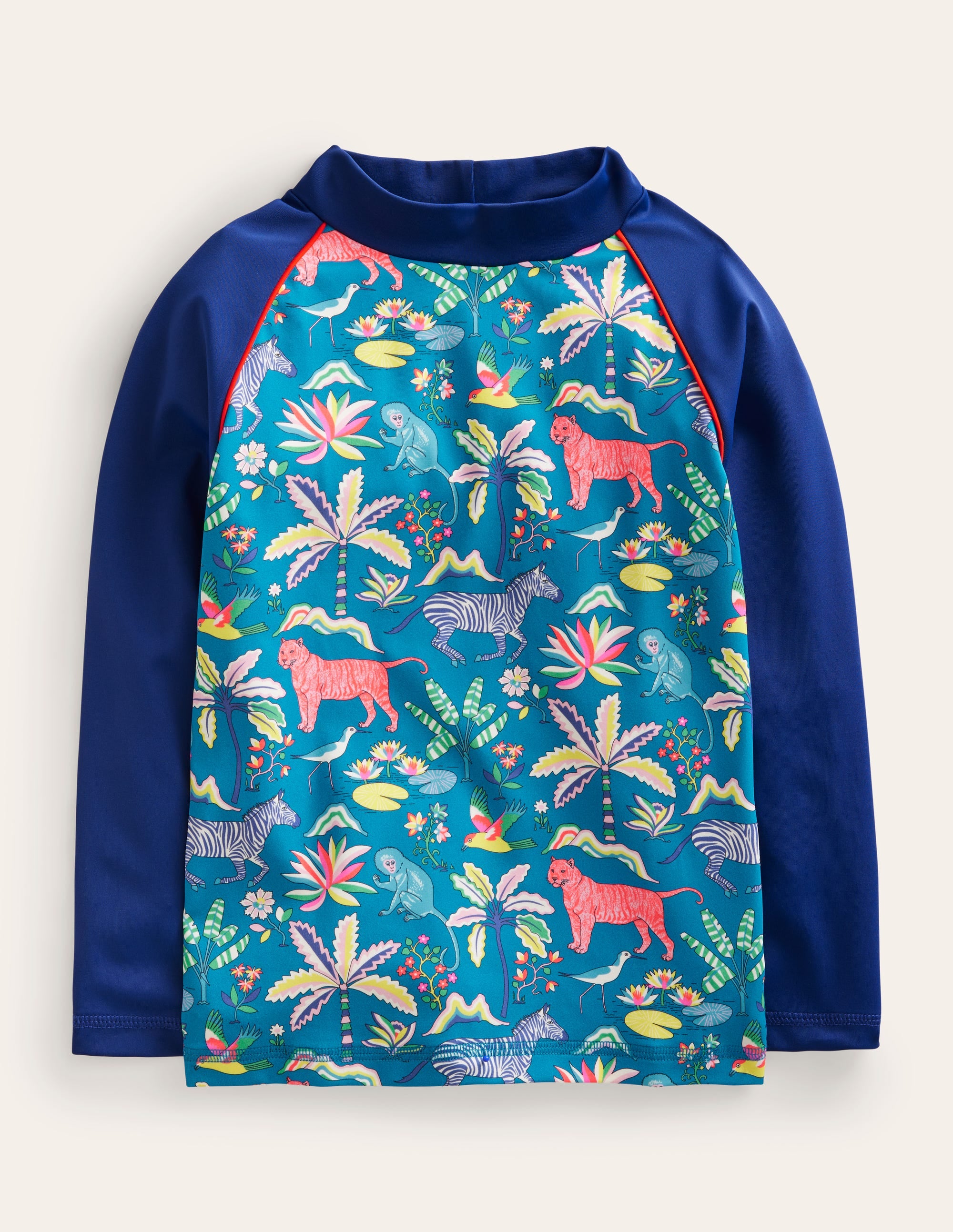 Haut de plage imprimé-Motif Tropical Garden bleu des îles - Image 1