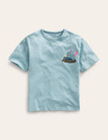 T-shirt à motif recto verso-Montagne bleu tourmaline