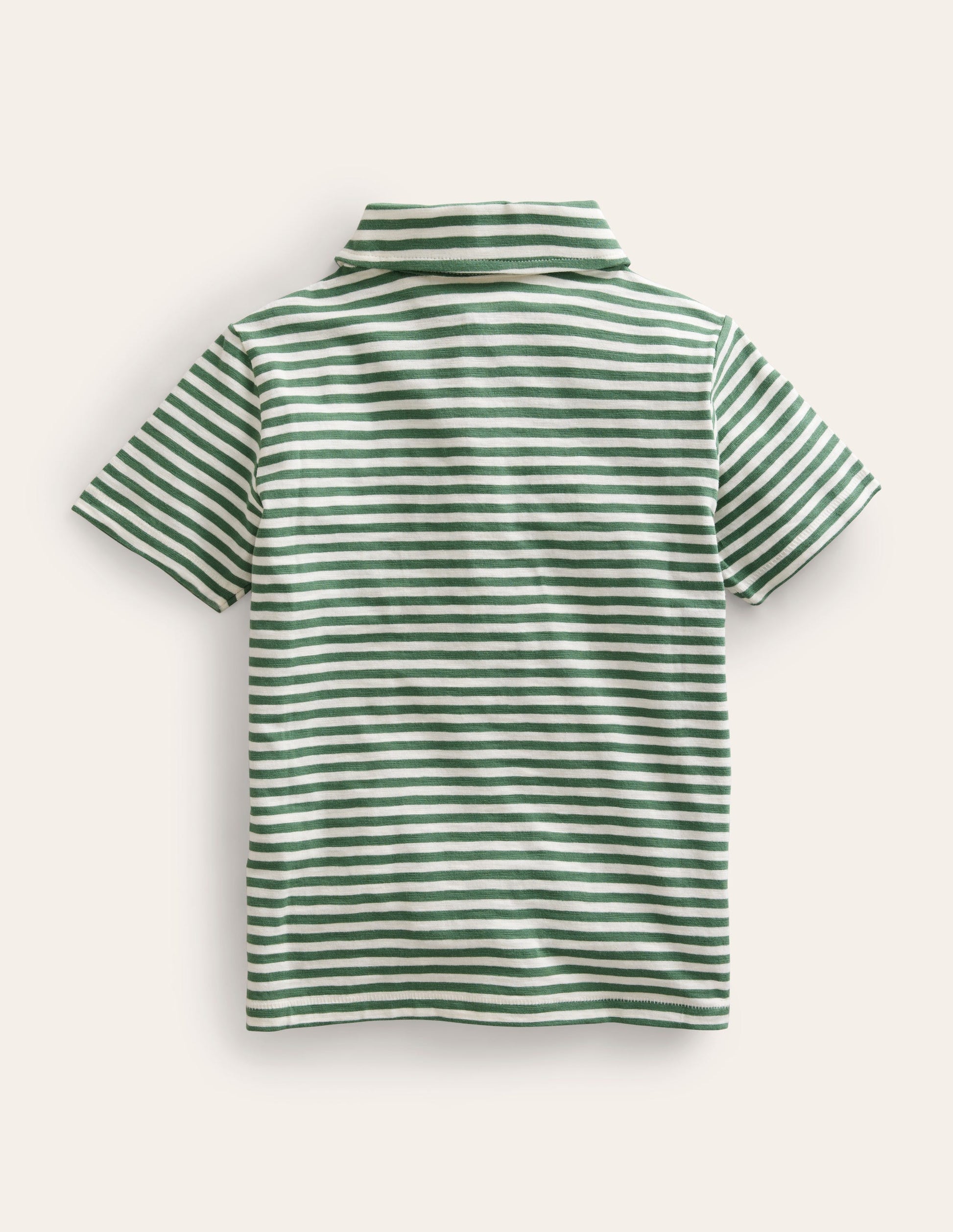 Gestreiftes Poloshirt aus Flammgarn-Baumwolle-Rosmarin/Naturweiß-2