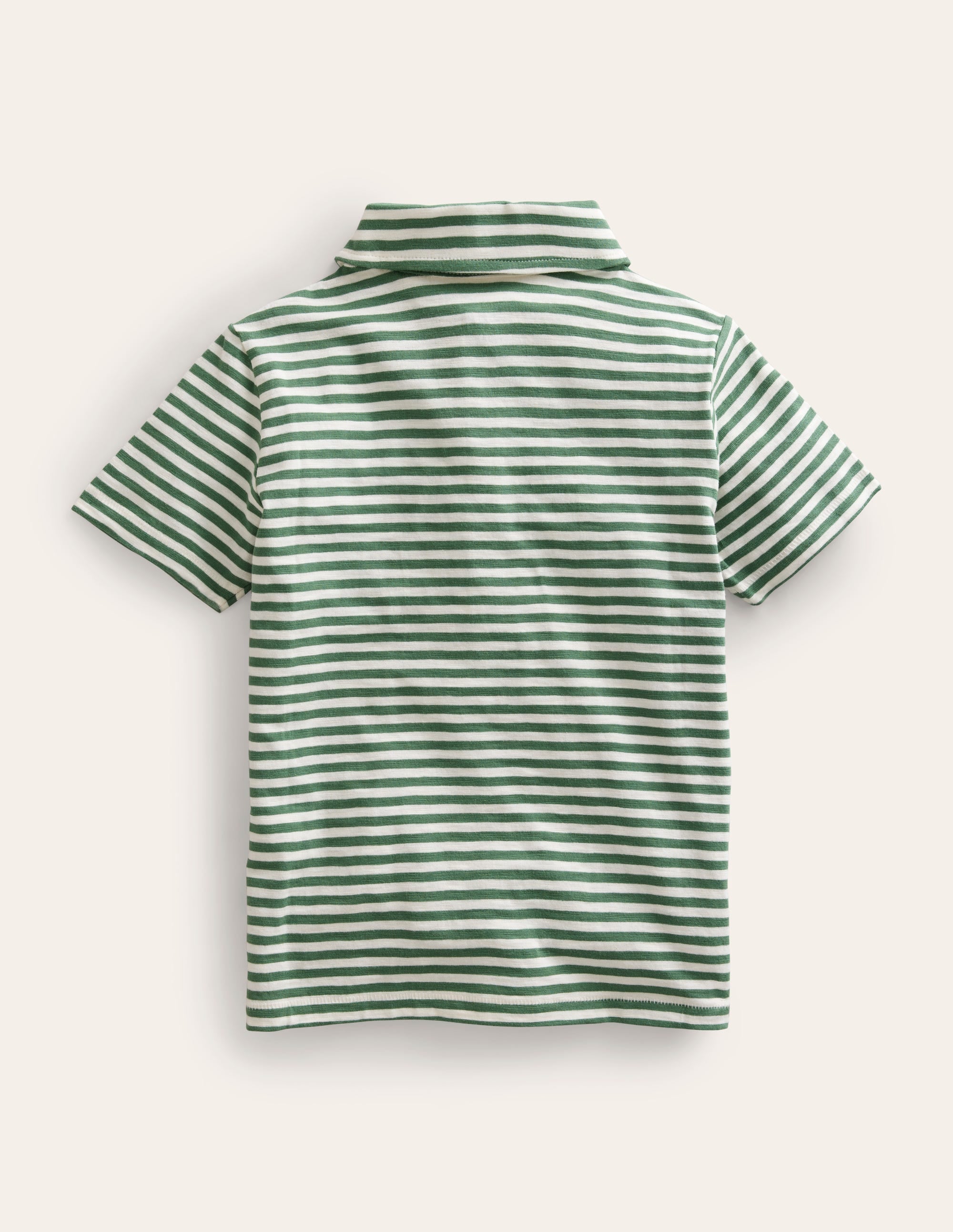 Gestreiftes Poloshirt aus Flammgarn-Baumwolle-Rosmarin/Naturweiß - Image 2
