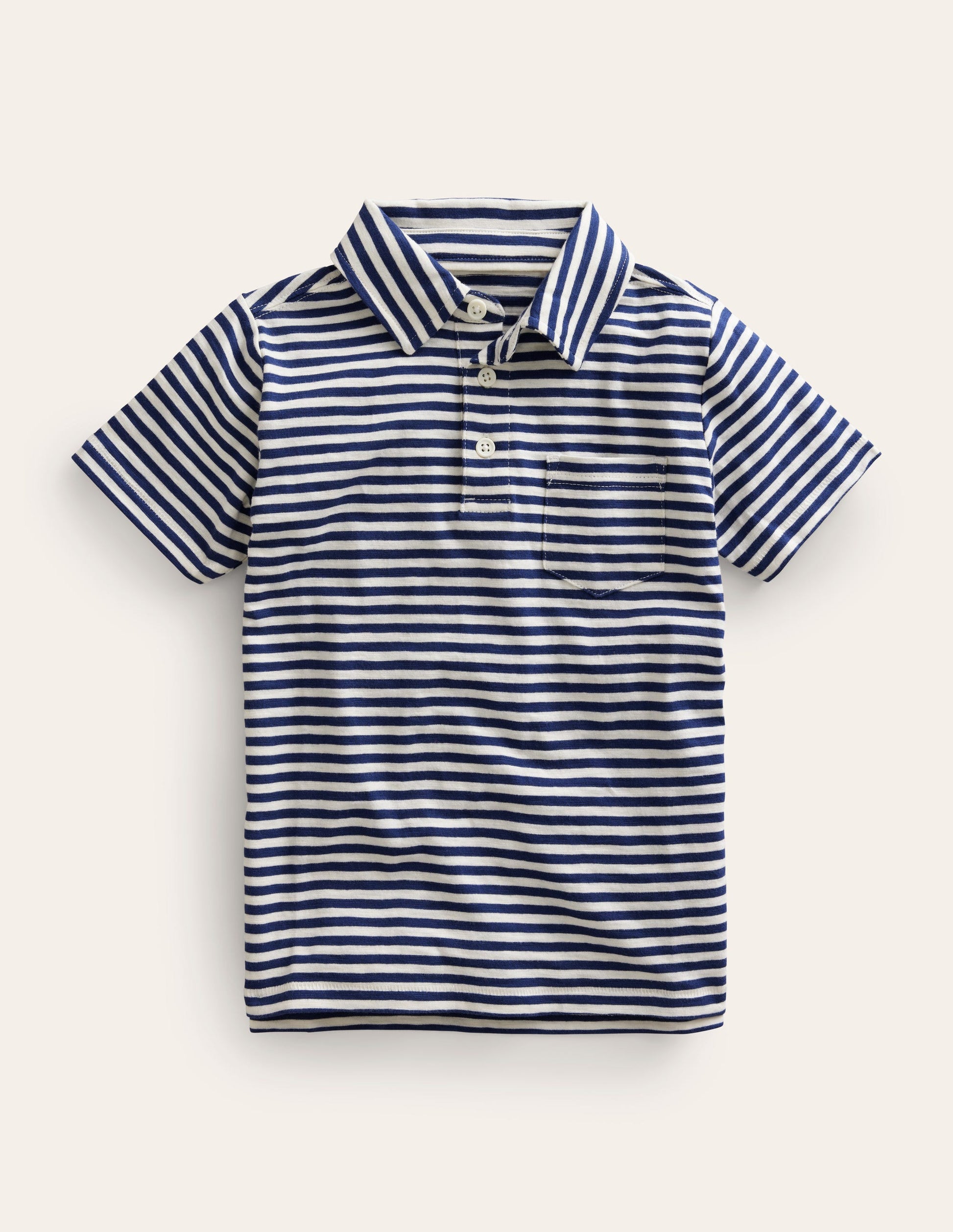 Polo flammé et rayé-Bleu marine/ivoire-1