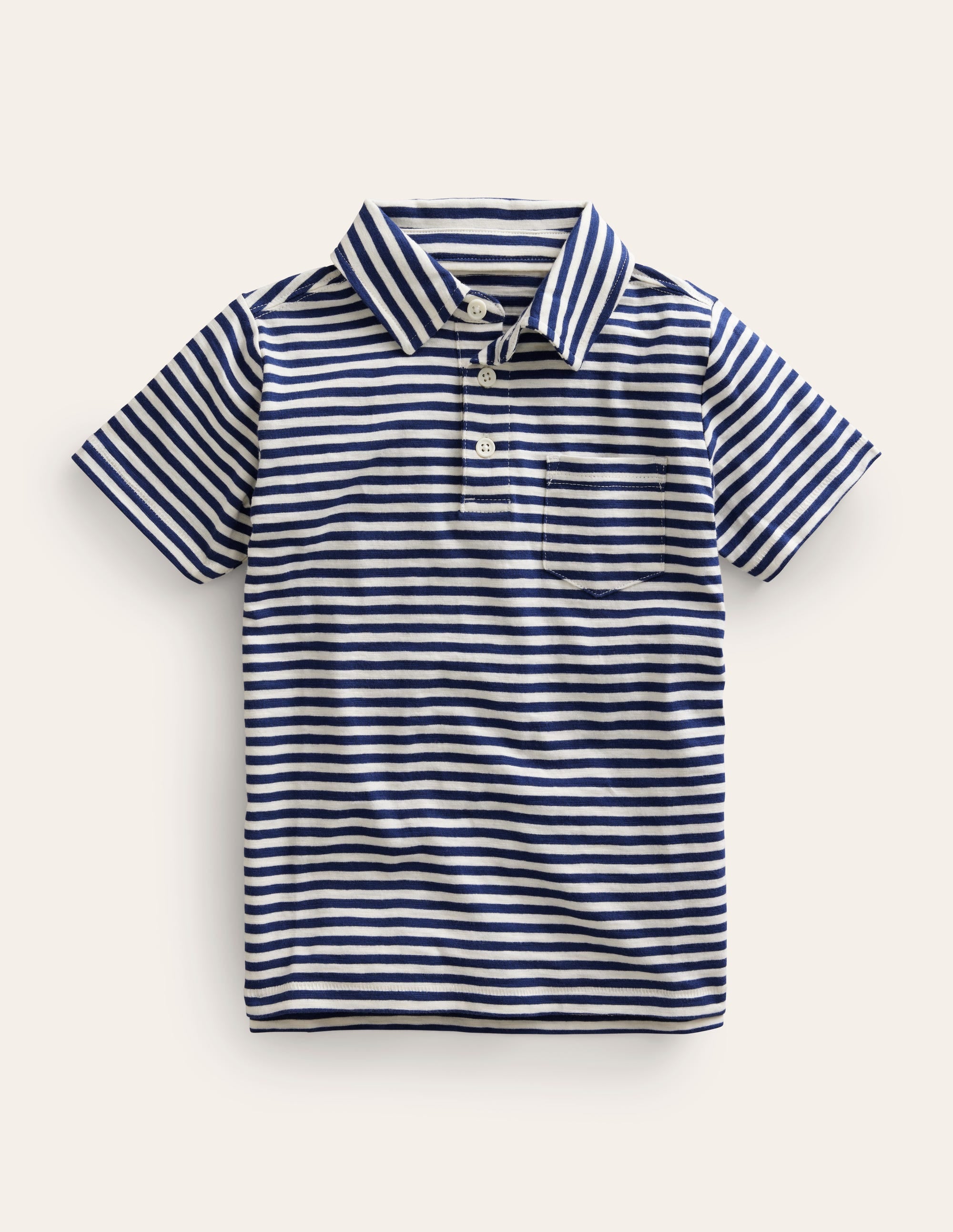 Polo flammé et rayé-Bleu marine/ivoire - Image 1