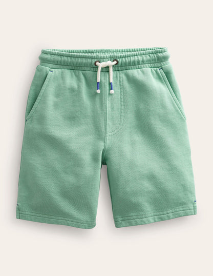 Stückgefärbte Baumwollshorts-Opalgrün