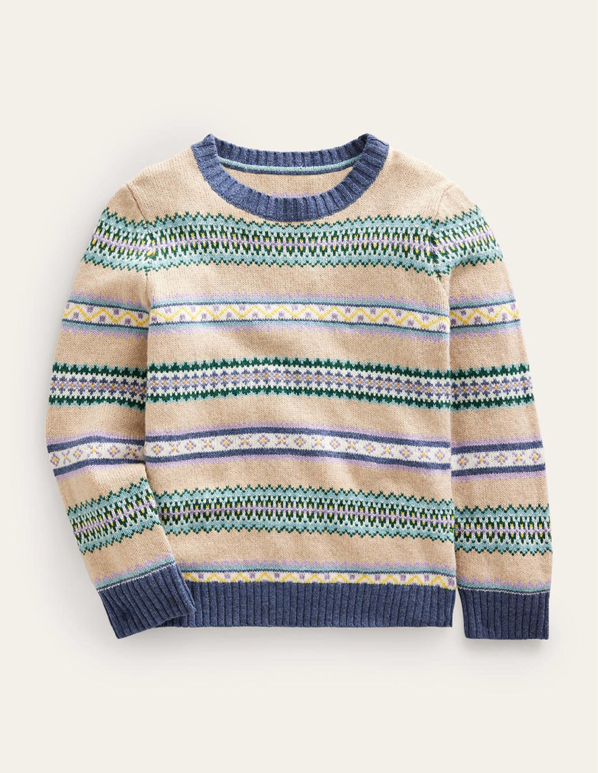 Fair Isle Stripe Crew Jumper-Soft Multi Stripe - Image 1