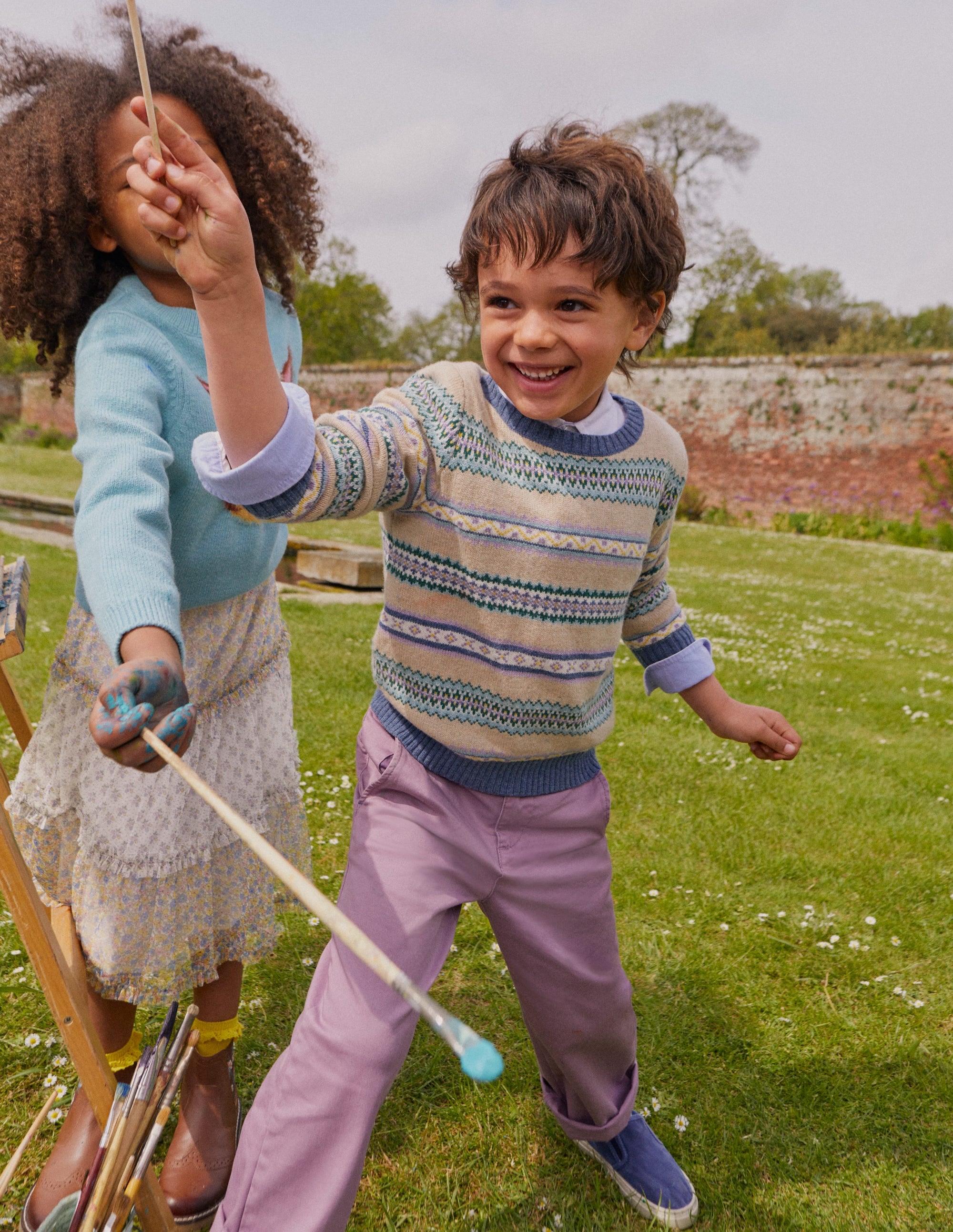 Fair Isle Stripe Crew Jumper-Soft Multi Stripe - Image 4