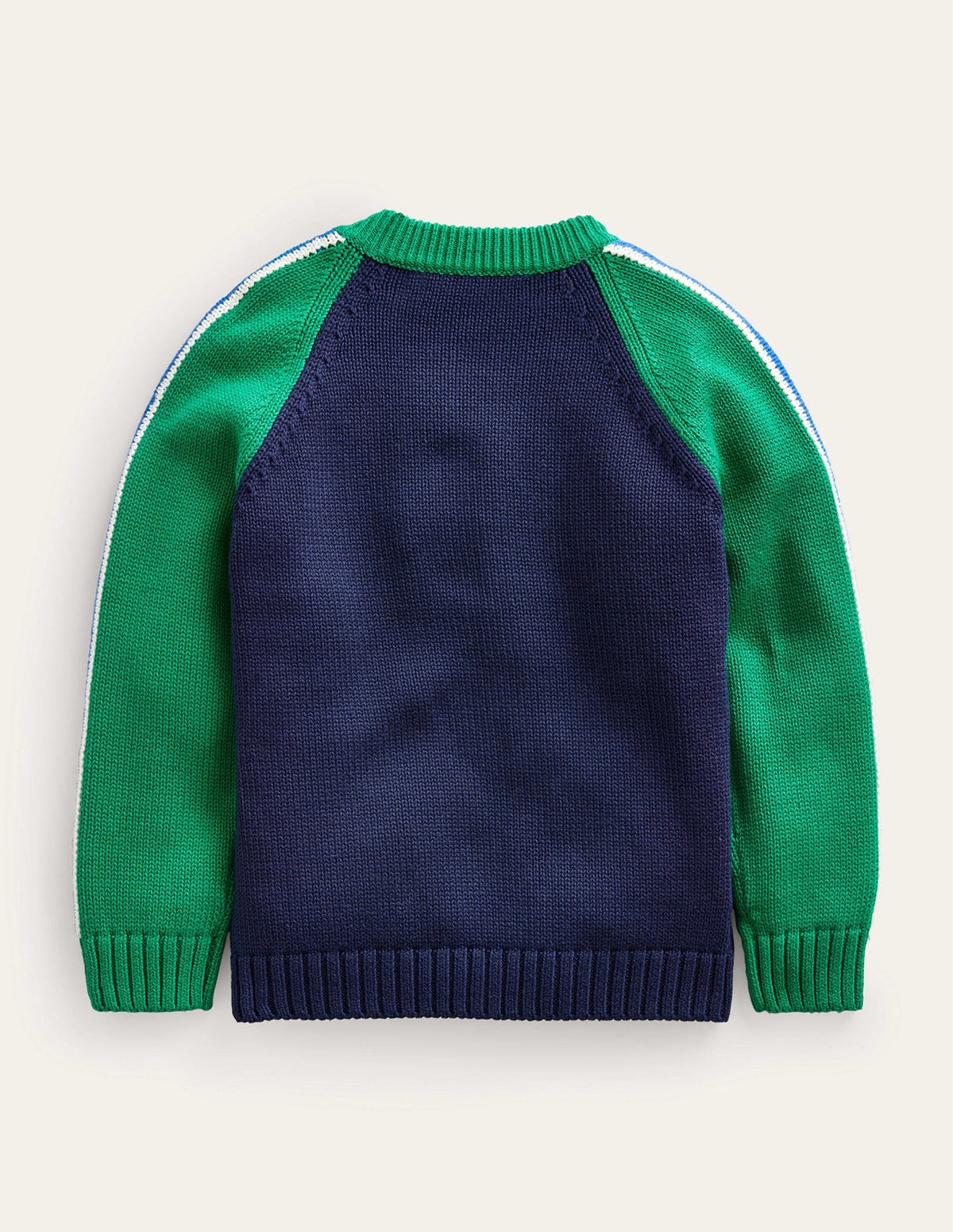 Zip Through Knitted Bomber-Deep Green/Navy - Image 2