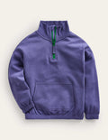 Sweat colourblock partiellement zippé-Bleu marine