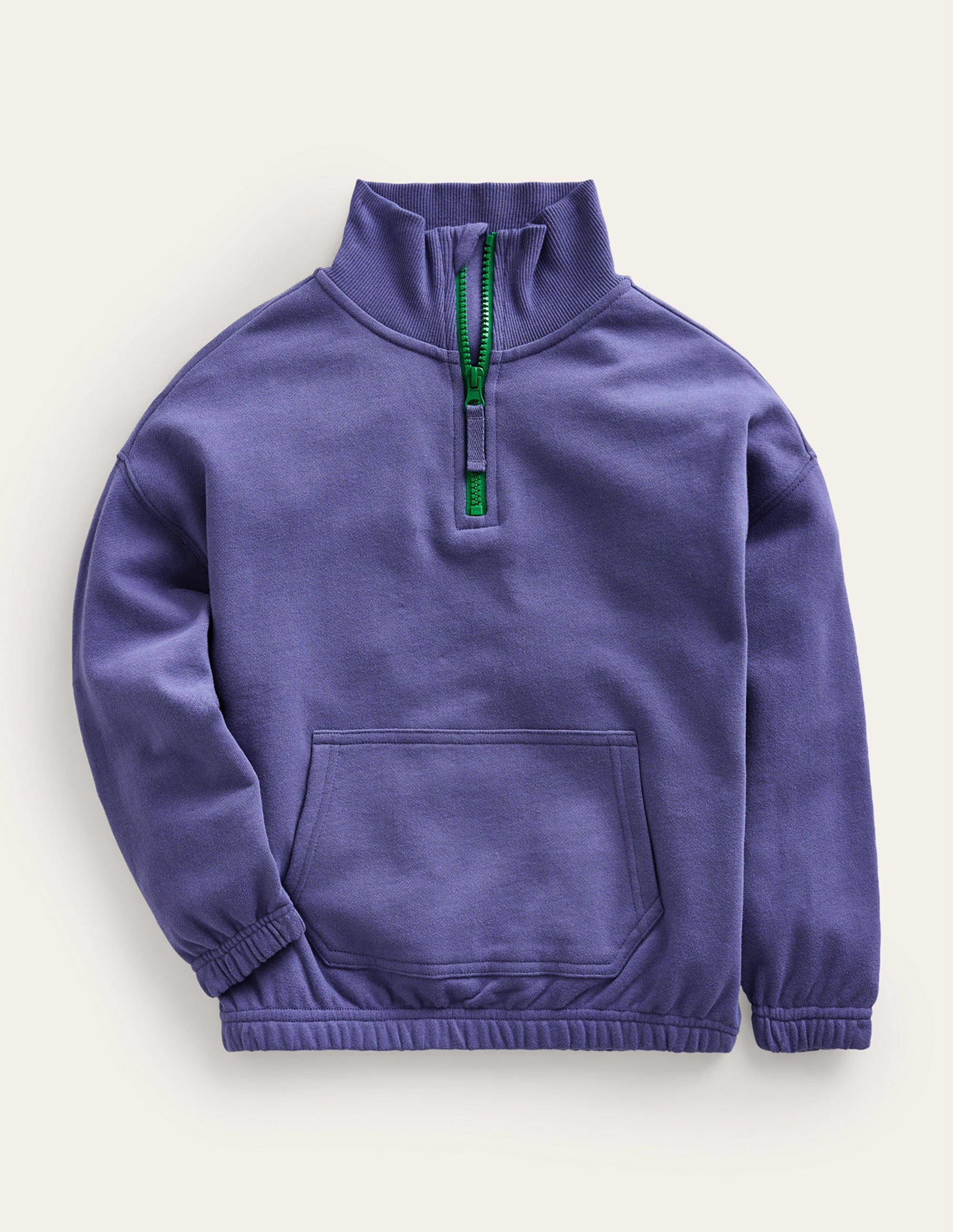 Sweat colourblock partiellement zippé-Bleu marine - Image 1
