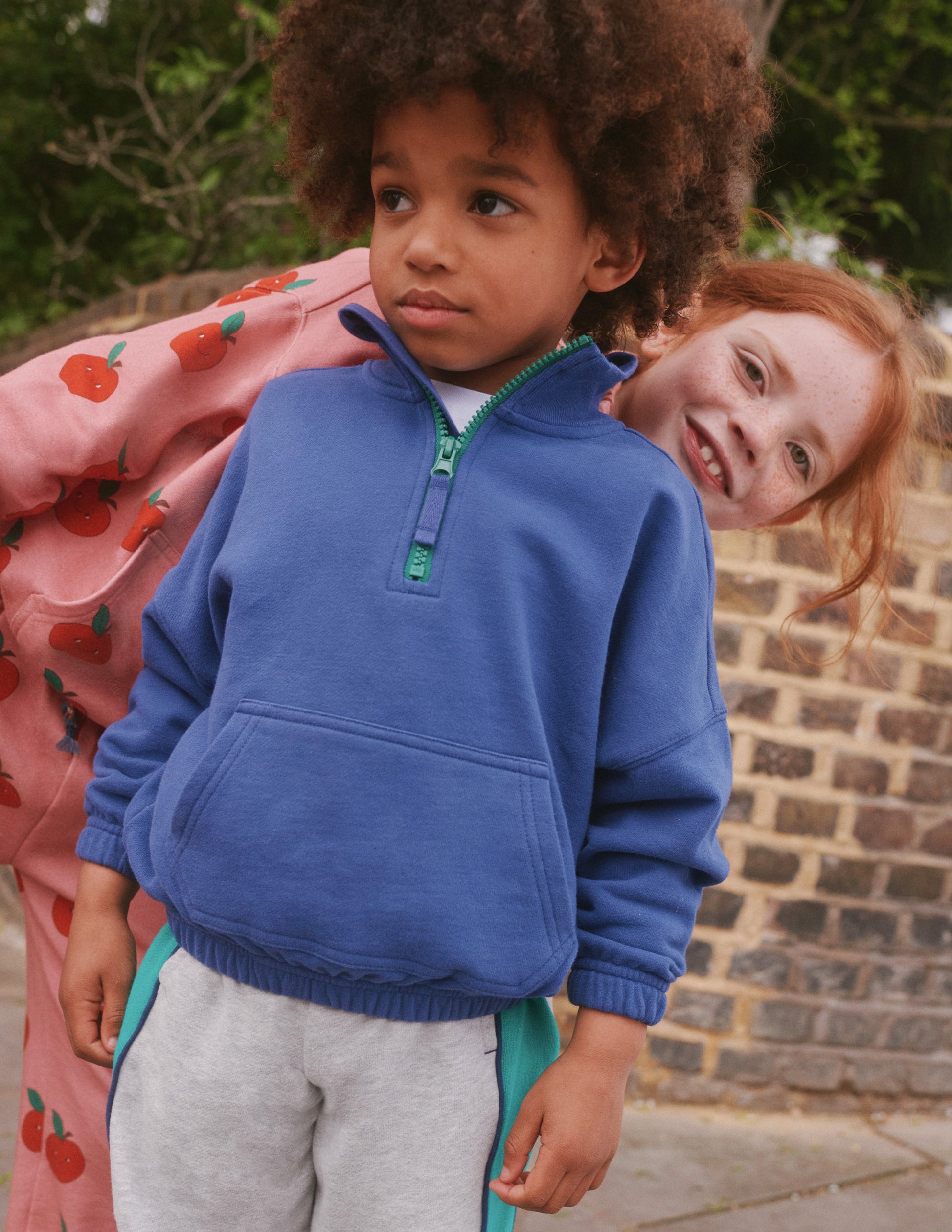 Sweat colourblock partiellement zippé-Bleu marine-4