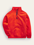Sweat colourblock partiellement zippé-Rouge dahlia