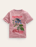 Lässiges T-Shirt mit Öko-Druck-Mandelrosa Protect