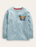T-Shirt mit aufgesticktem Logo-Blauer Hotdog