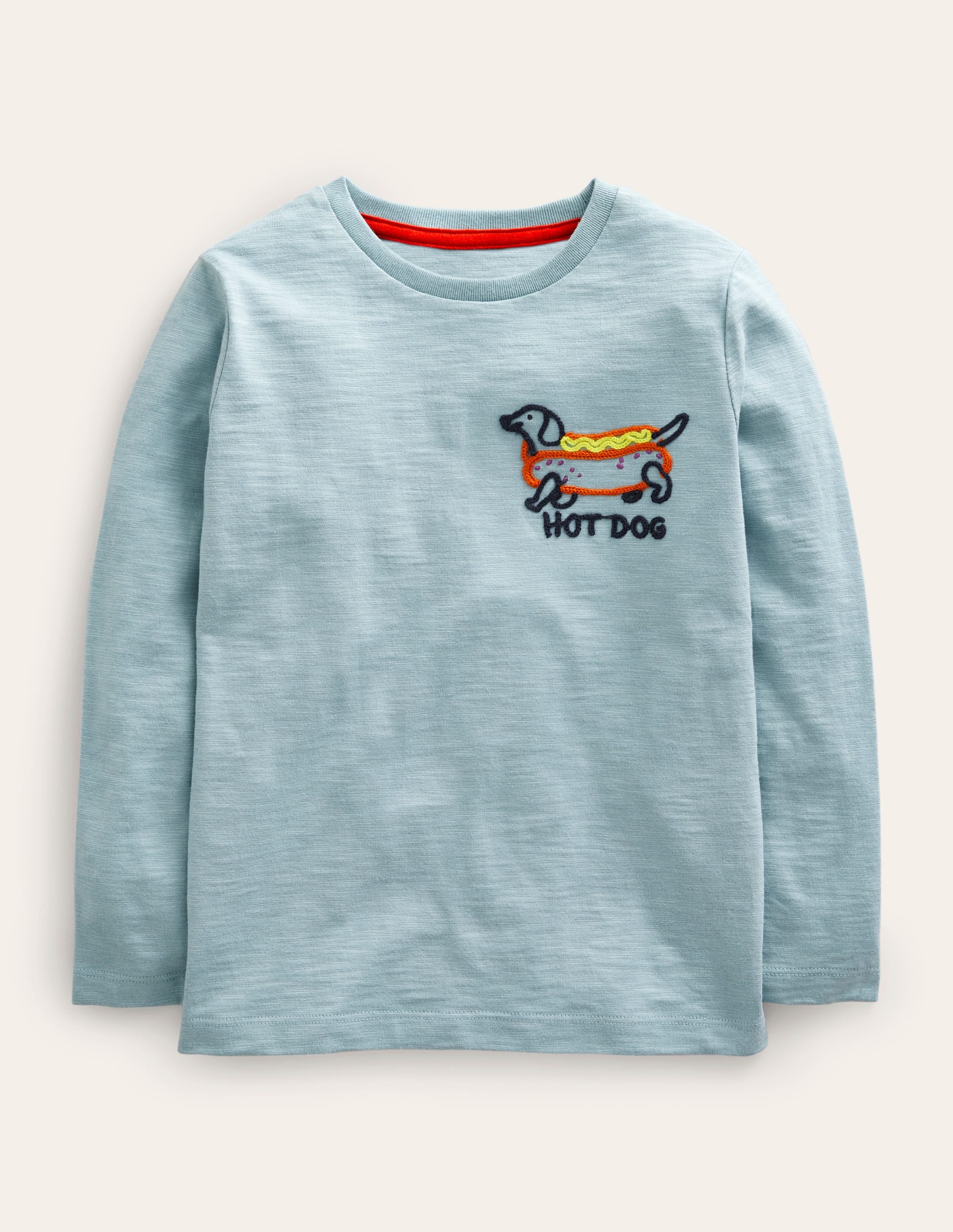 T-Shirt mit aufgesticktem Logo-Blauer Hotdog - Image 1
