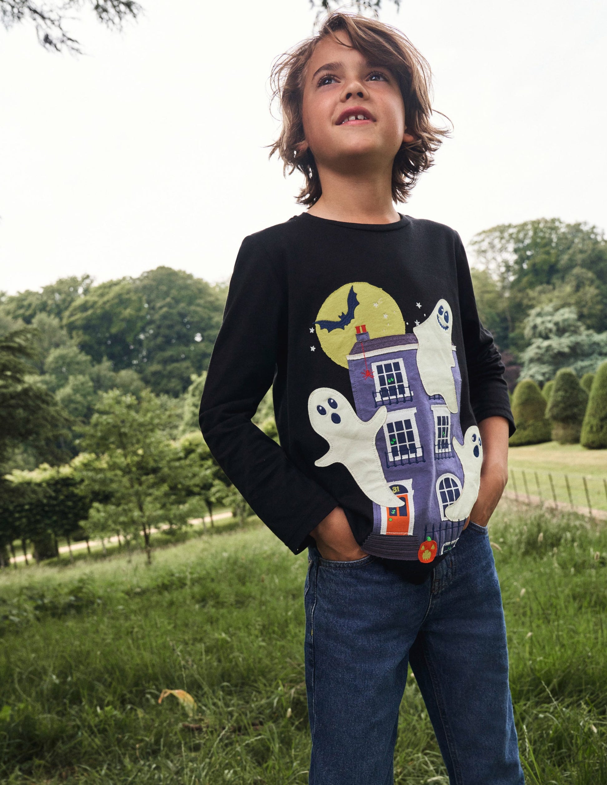 T-shirt à appliqué Halloween-Noir-4
