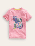 T-shirt à imprimé pêche métallisé-Rose manège