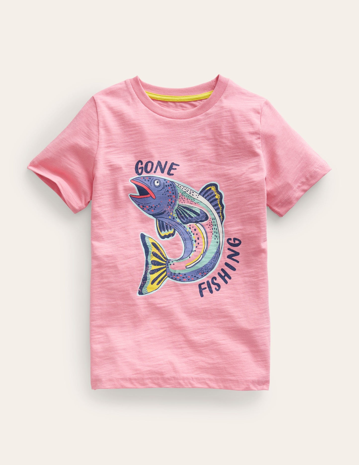 T-Shirt mit Metallic-Druck „Gone Fishing”-Karussellrosa