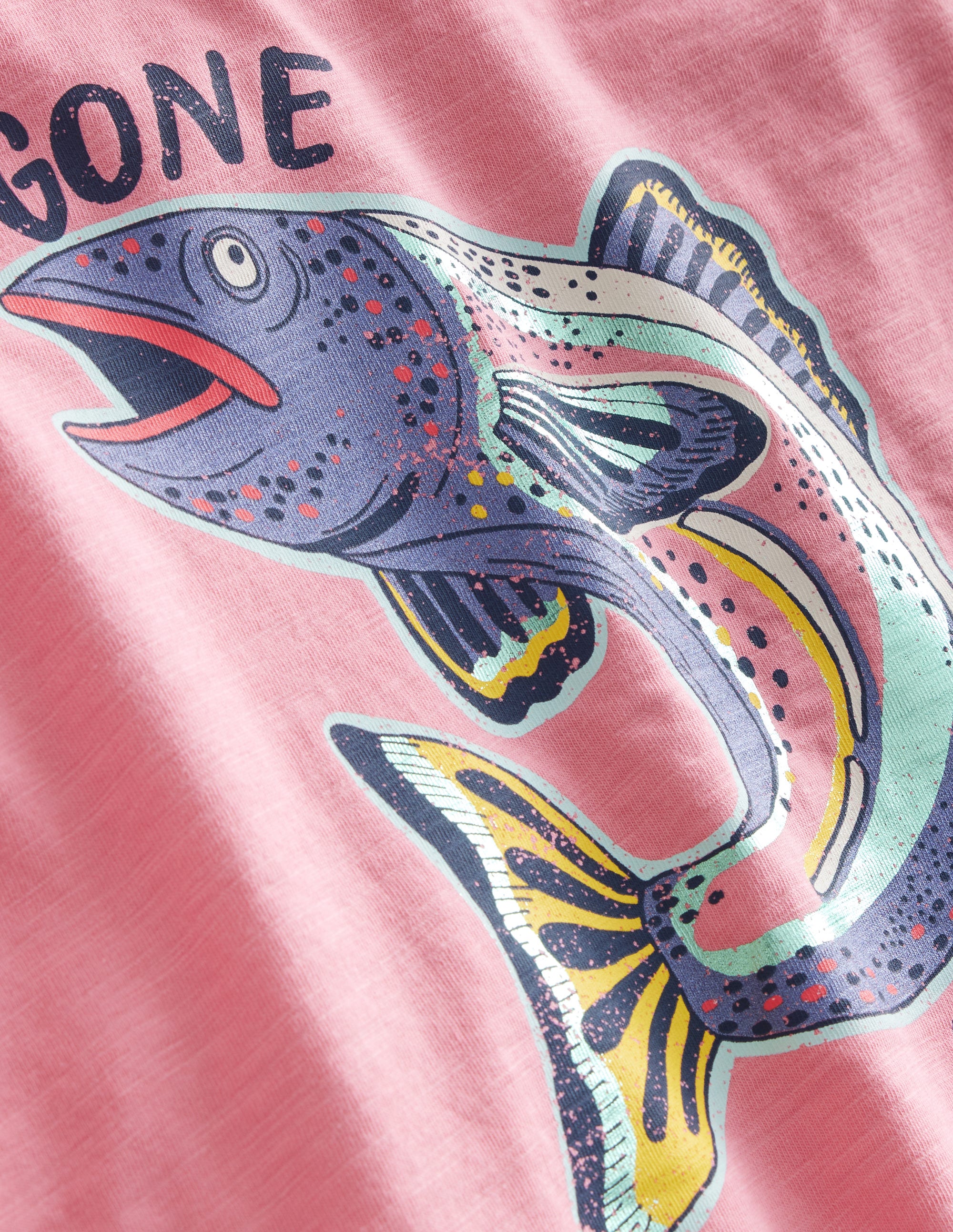 T-shirt à imprimé pêche métallisé-Rose manège - Image 3