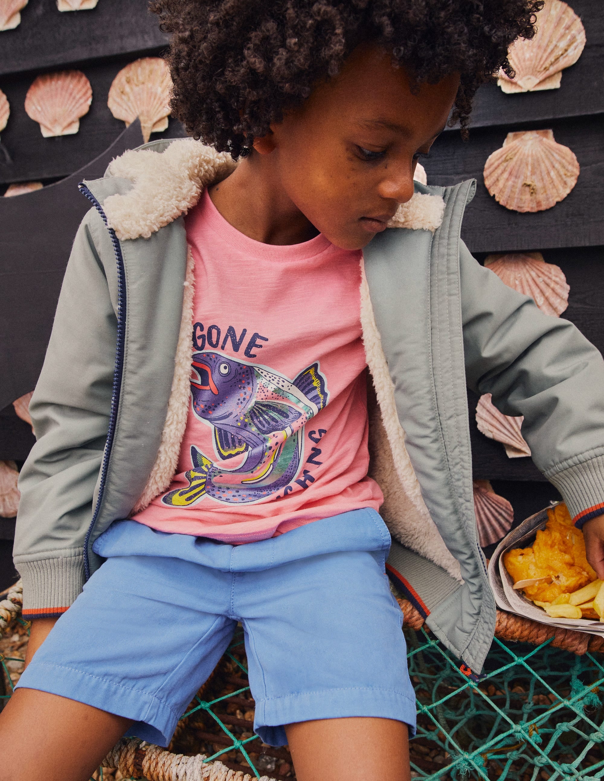 T-shirt à imprimé pêche métallisé-Rose manège - Image 4