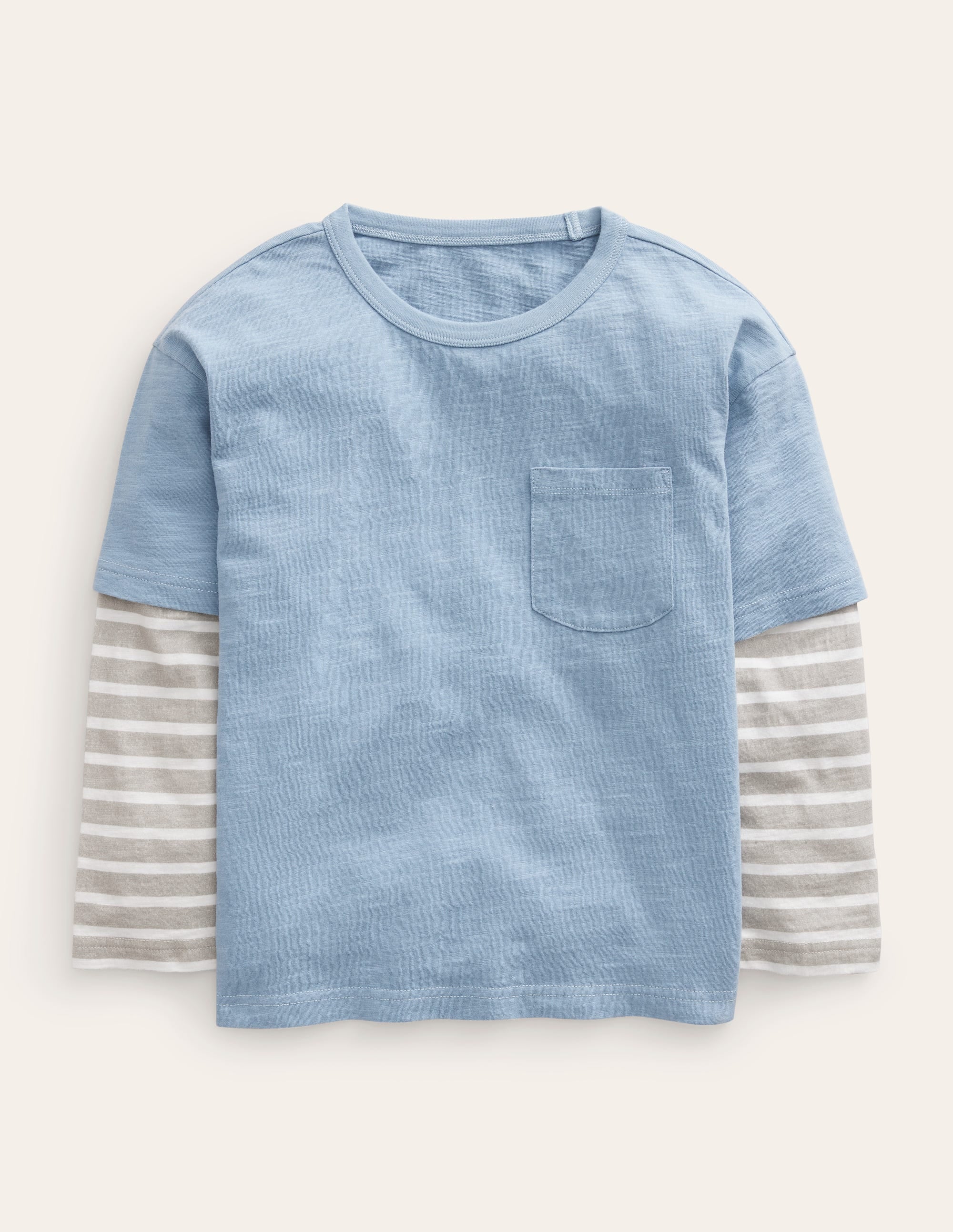 Langärmliges T-Shirt im Lagenlook-Kiesblau - Image 1