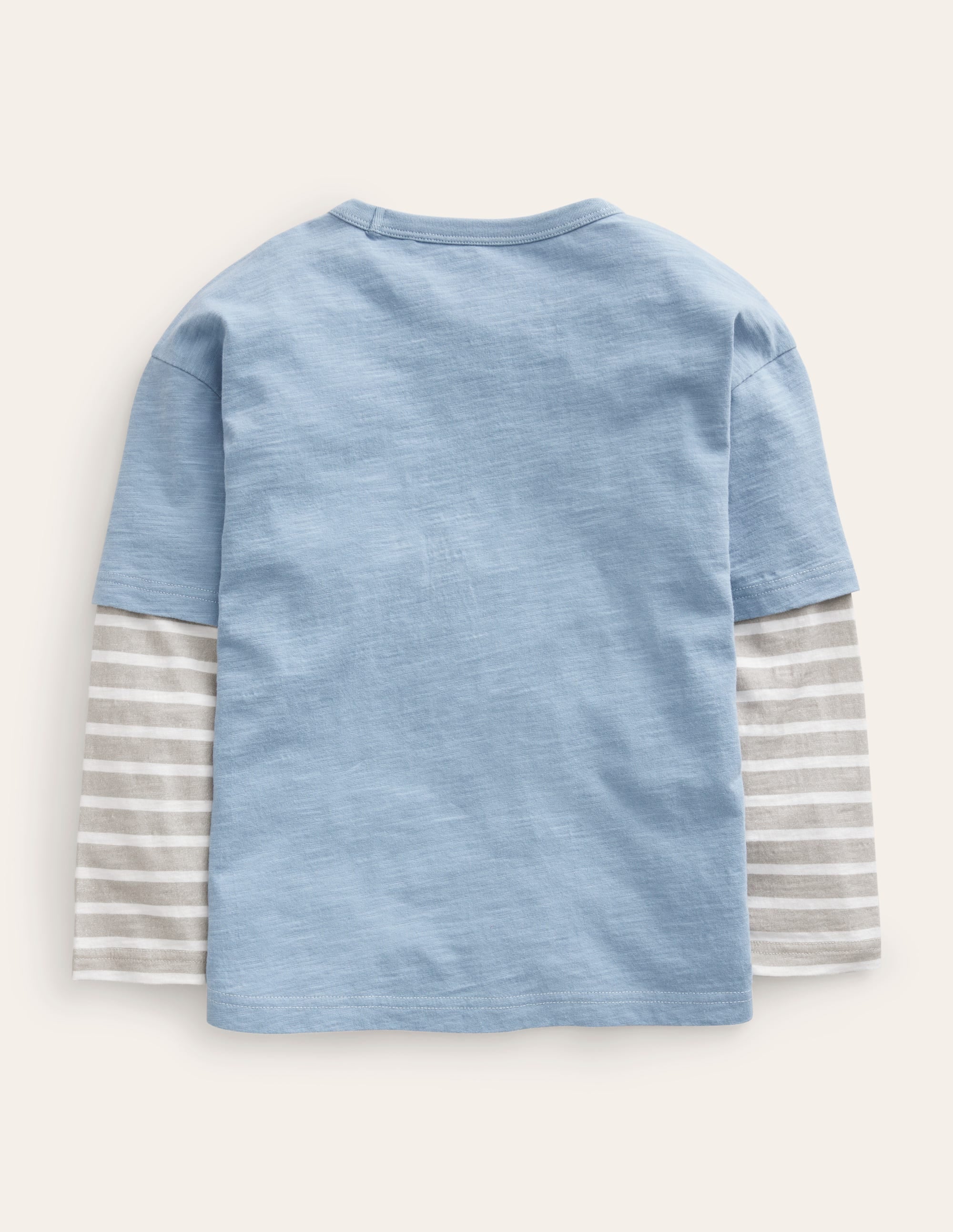 Langärmliges T-Shirt im Lagenlook-Kiesblau - Image 2