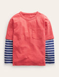 Langärmliges T-Shirt im Lagenlook-Marmeladenrot