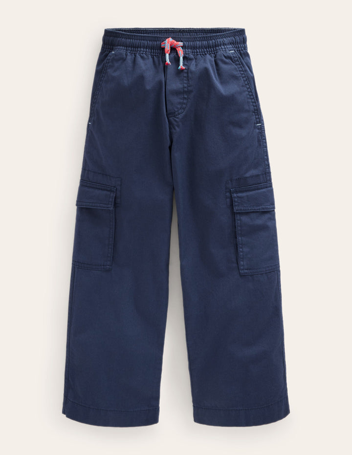 Pantalon cargo droit-Bleu marine foncé