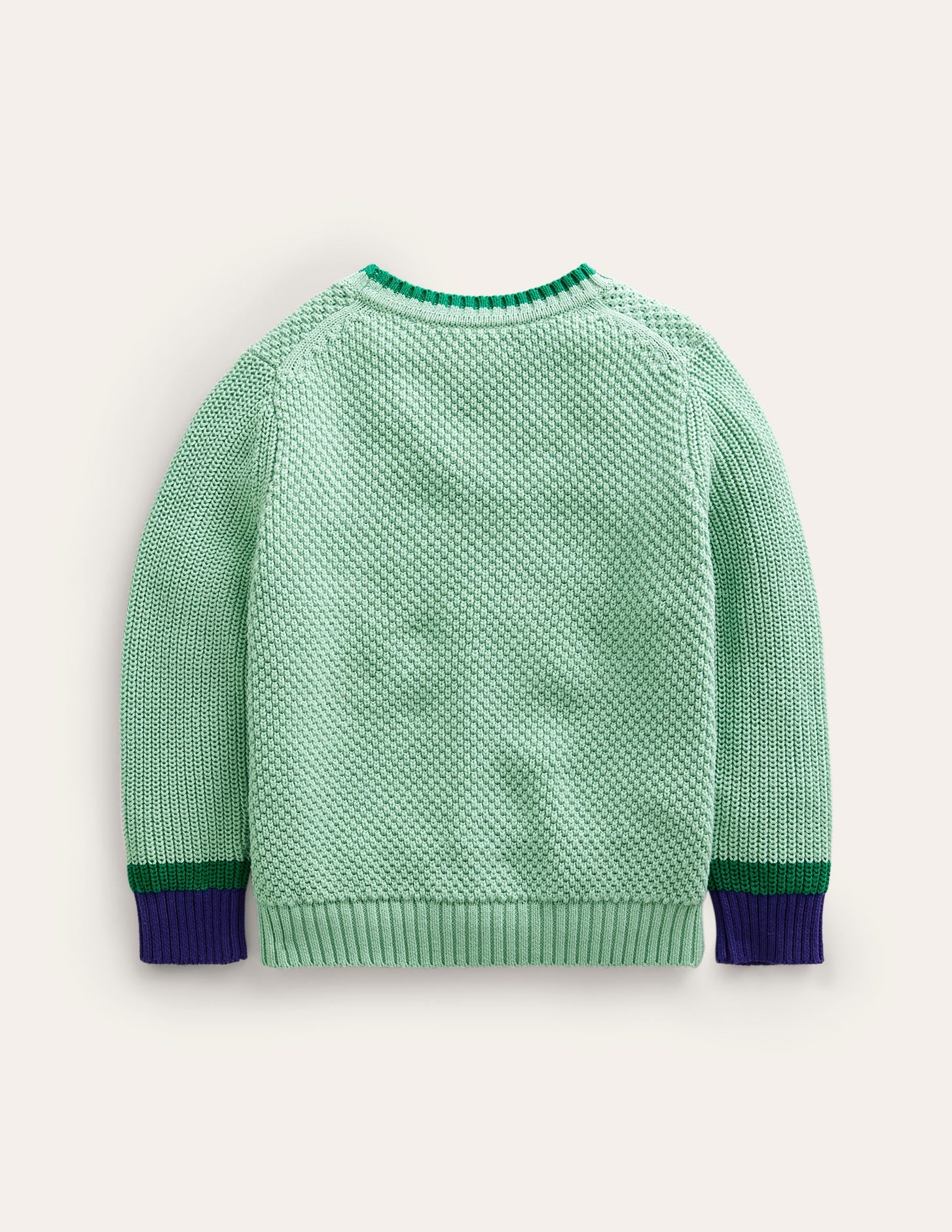 Grob gestrickter Baumwollpullover-Opalgrün-2