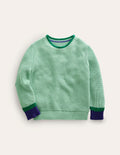 Grob gestrickter Baumwollpullover-Opalgrün