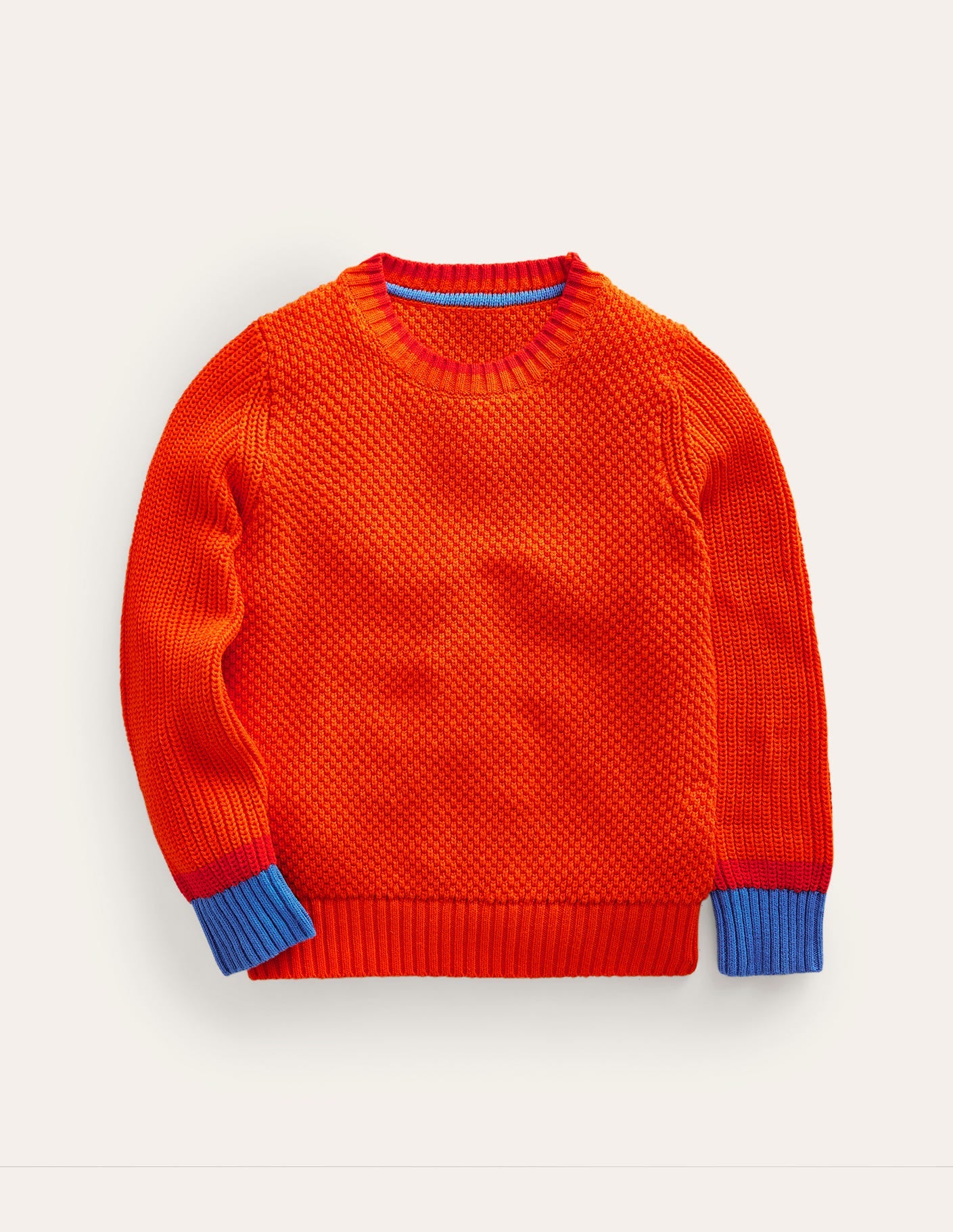 Grob gestrickter Baumwollpullover-Mandarinenorange-1