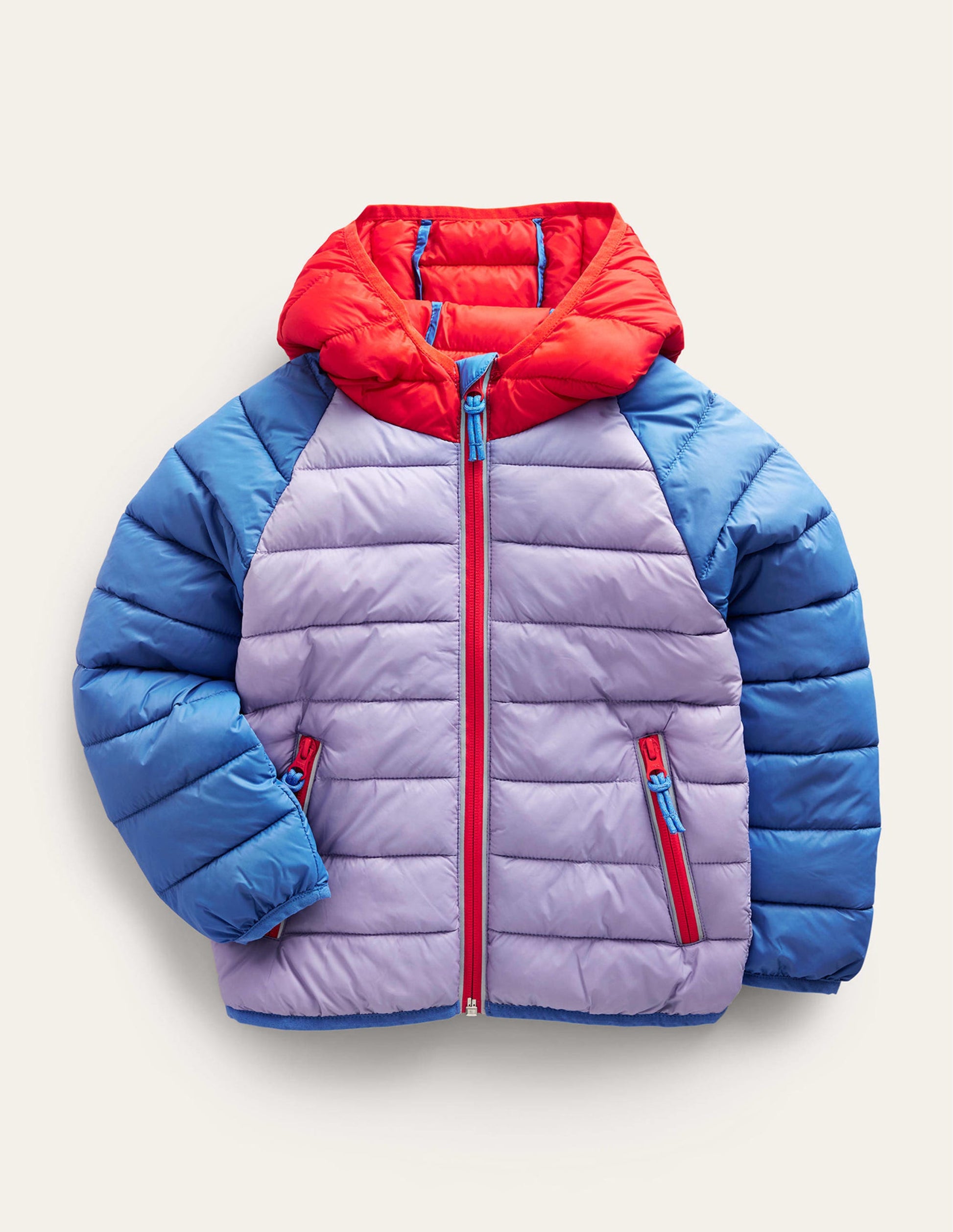 Pack-away Padded Jacket-Lilac Colourblock-1