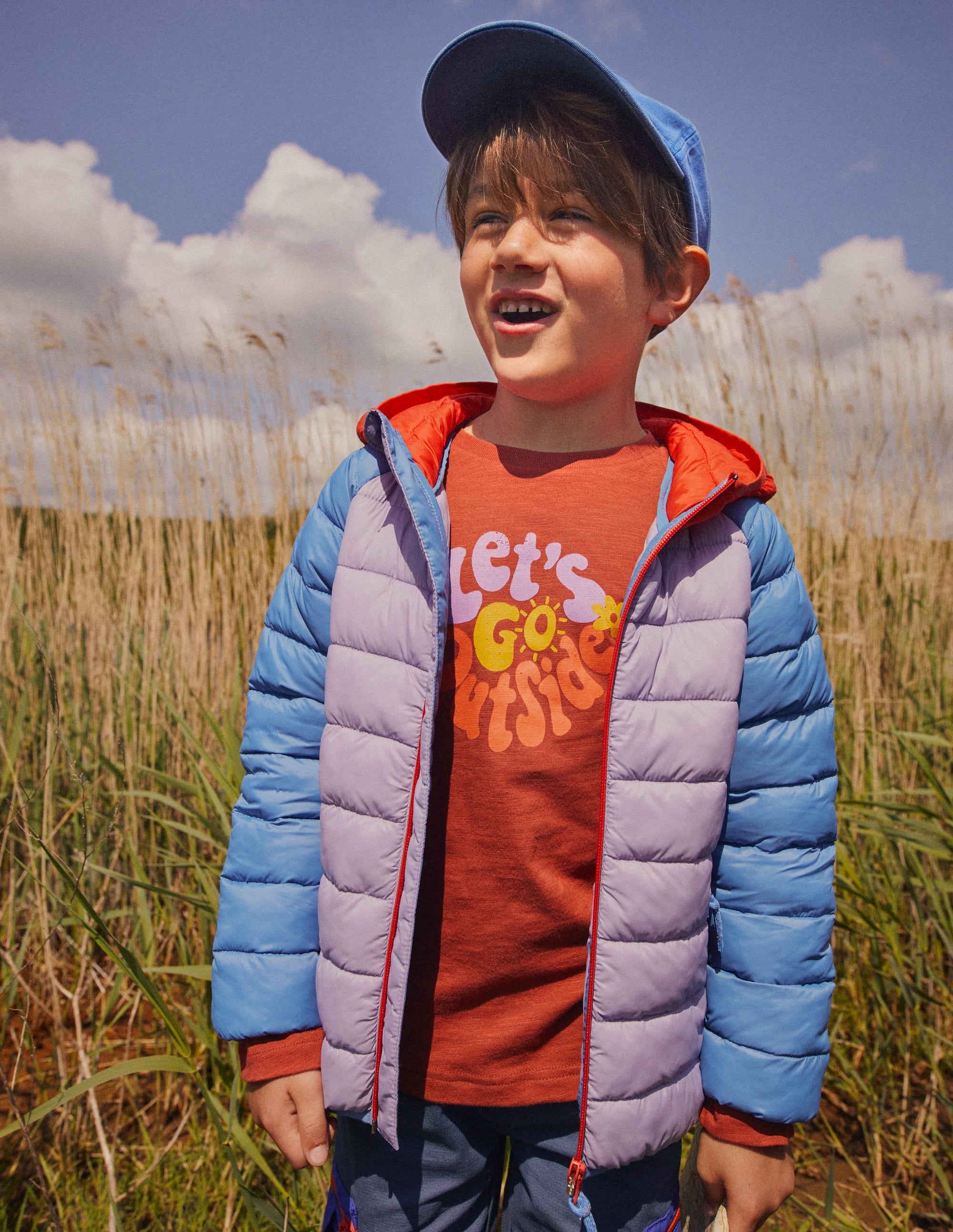 Pack-away Padded Jacket-Lilac Colourblock - Image 3